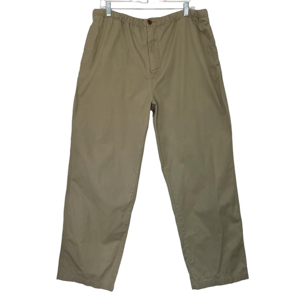 Nautica Khaki Pants Large Explorer Loose Fit Straight Leg Drawstring Casual - Picture 1 of 10